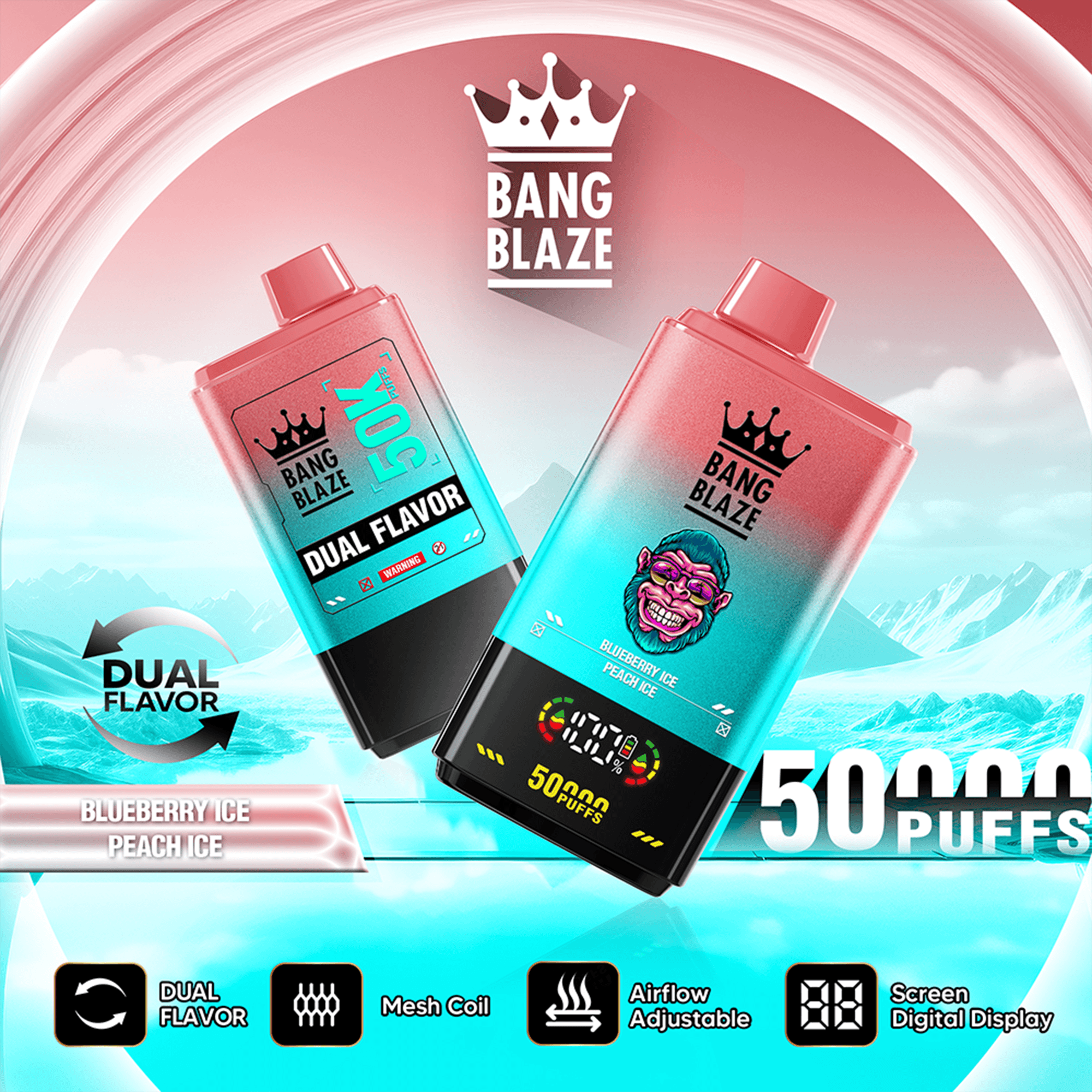 bang-blaze-50k-dual-flavors-einweg-vape-2-in-1-mesh-coil image 2