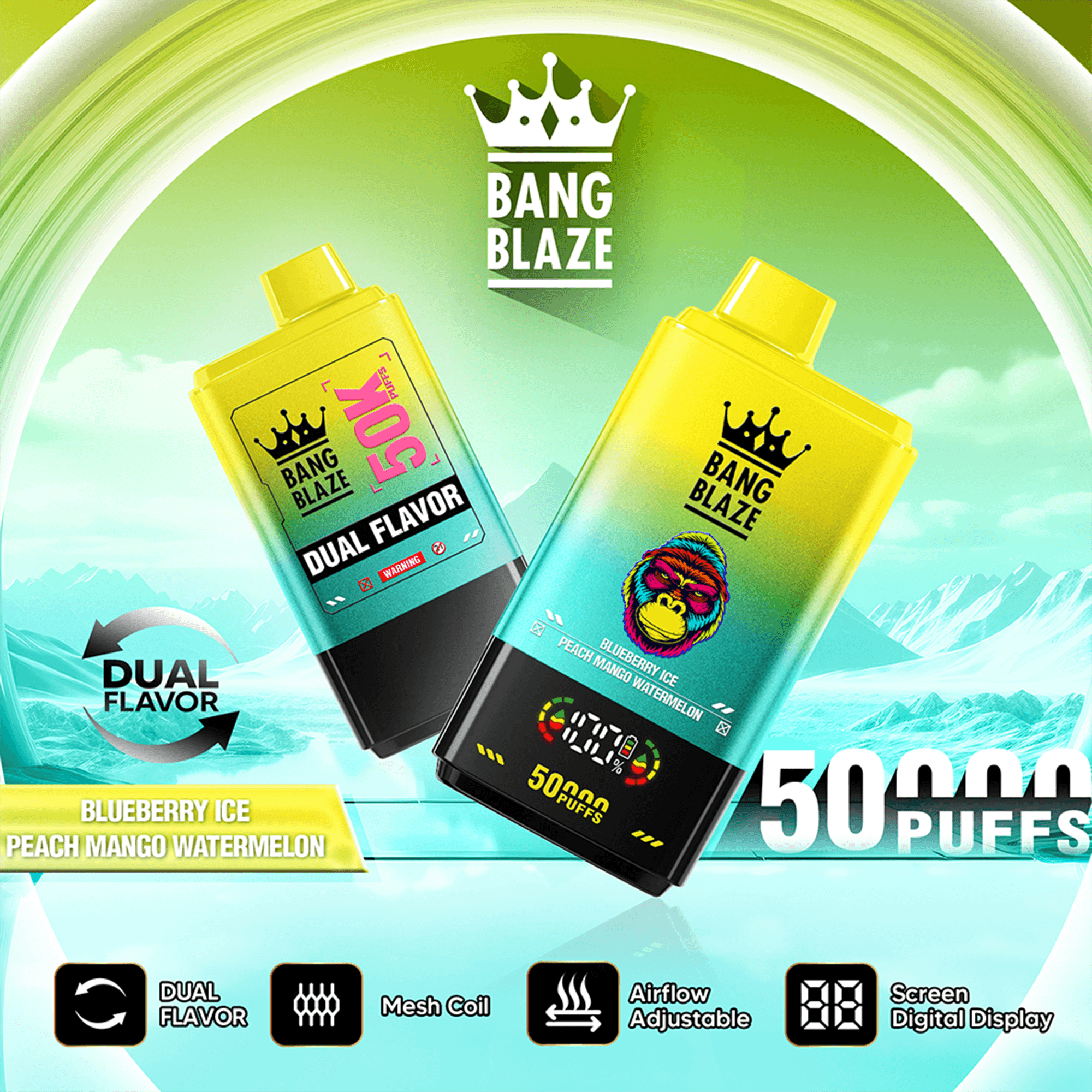 bang-blaze-50k-dual-flavors-einweg-vape-2-in-1-mesh-coil image 3