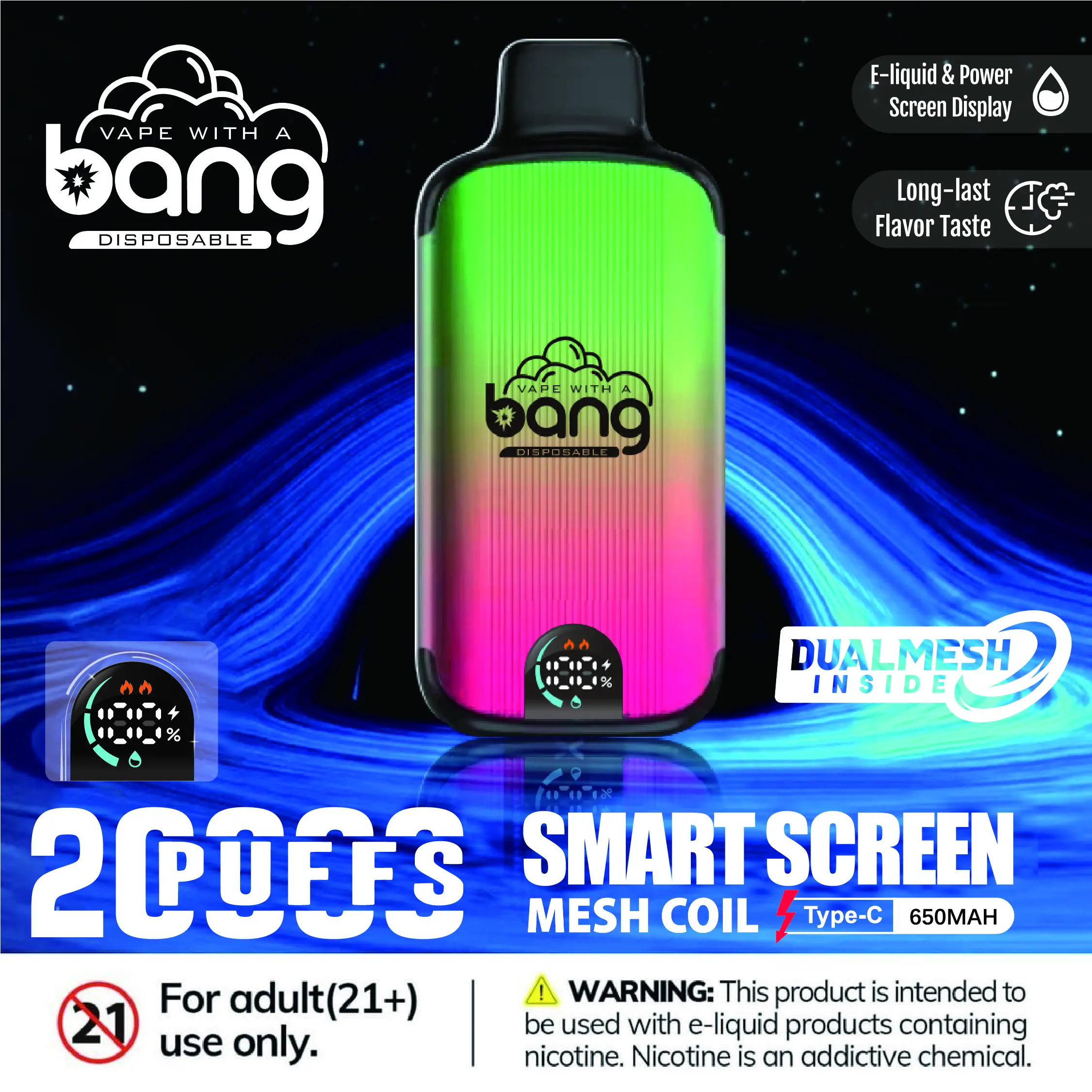 bang-20000-einweg-vape-dual-mesh-smart-screen image 1