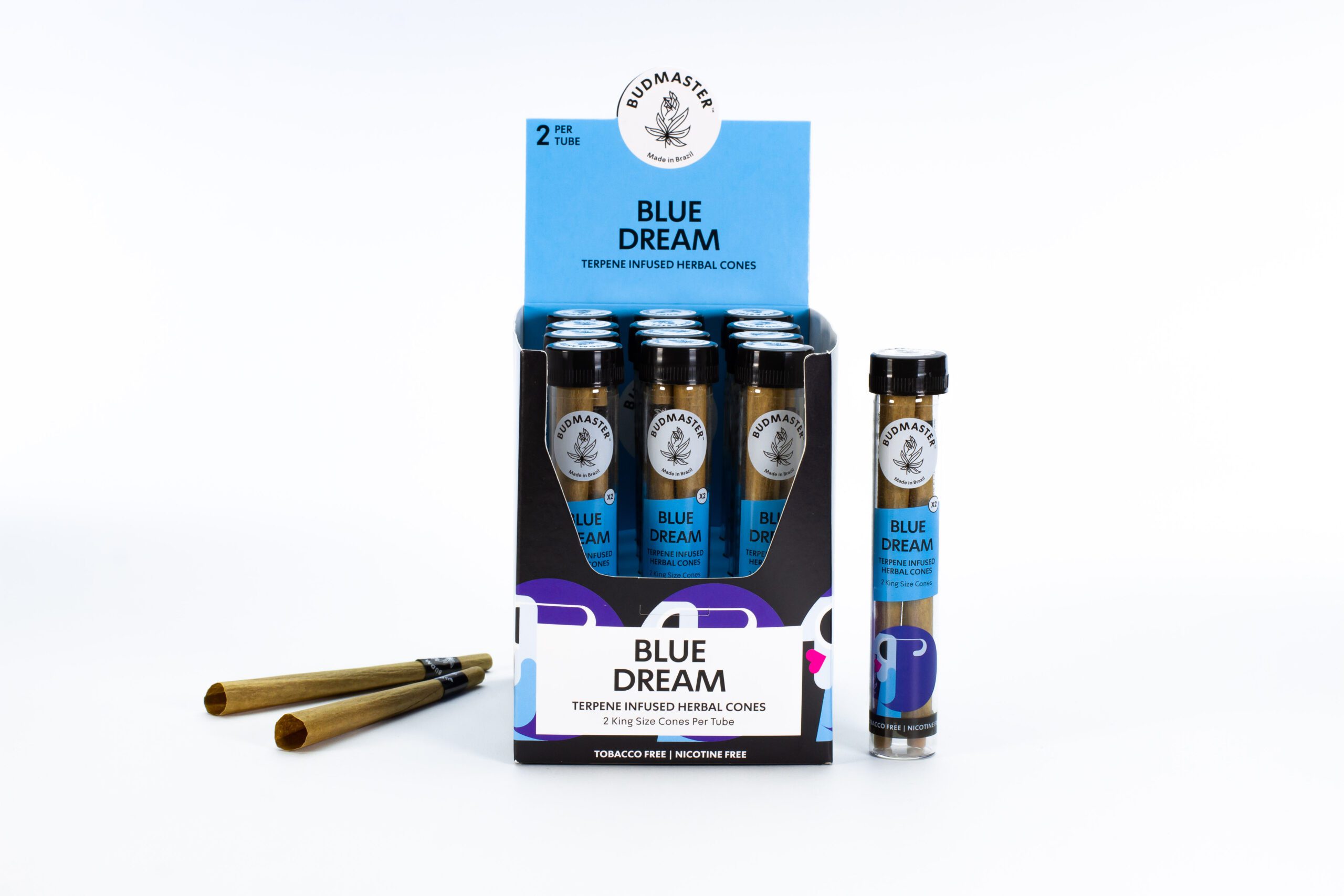 budmaster-blunt-cones-blue-dream-cones-tabakfrei-12-tubes image 2