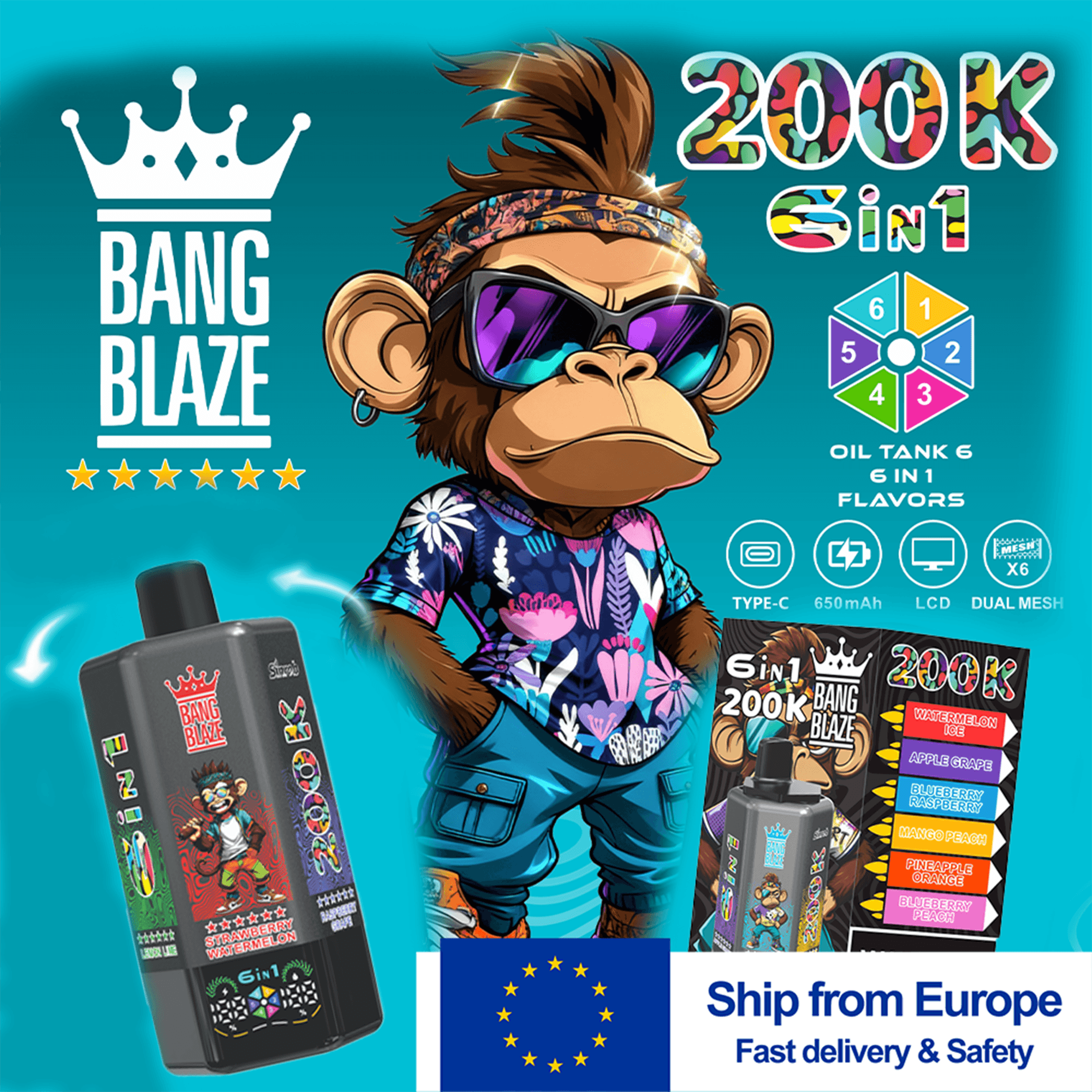 bang-blaze-200k-6-in-1-einweg-vape-200-000-z-ge-display image 1