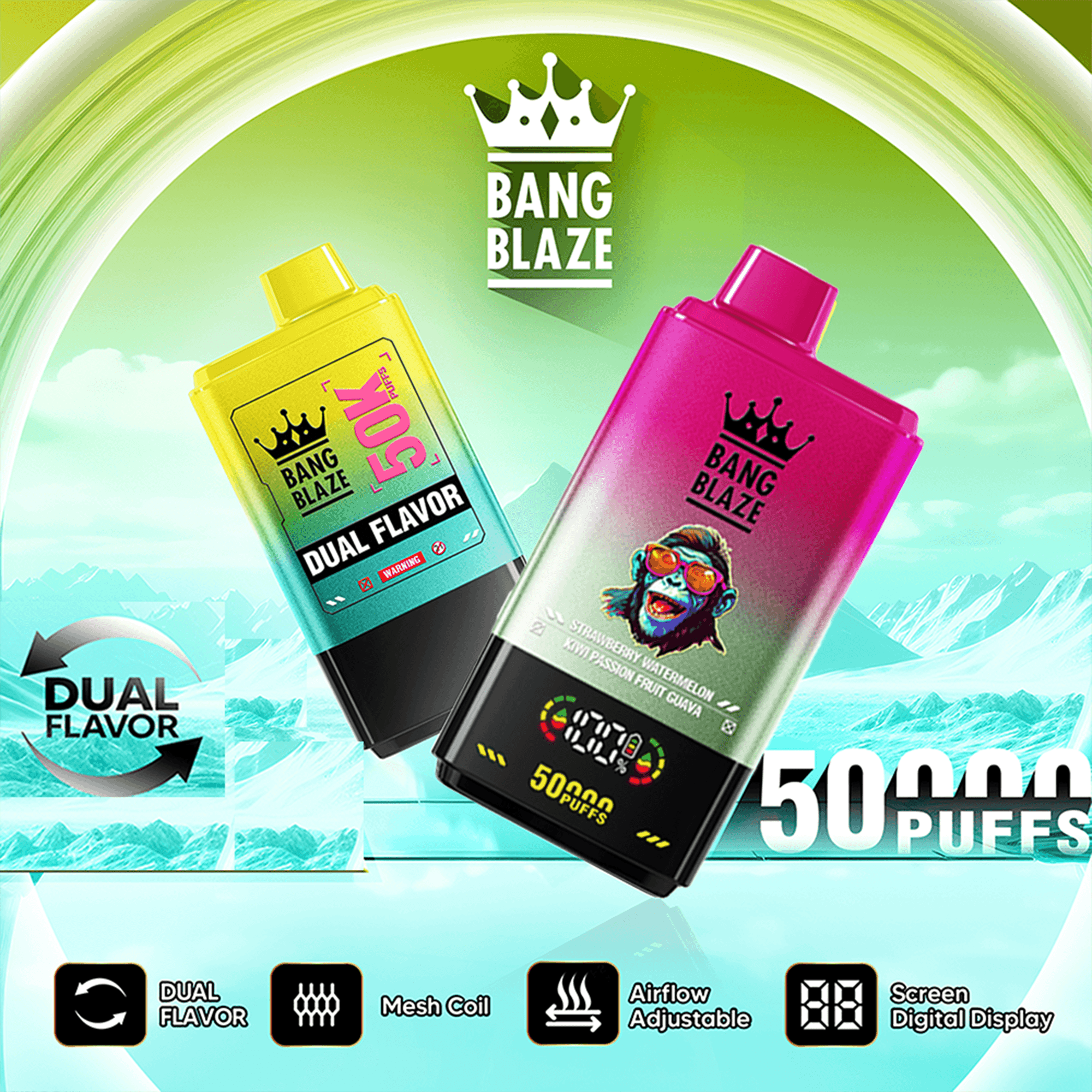 bang-blaze-50k-dual-flavors-einweg-vape-2-in-1-mesh-coil image 1