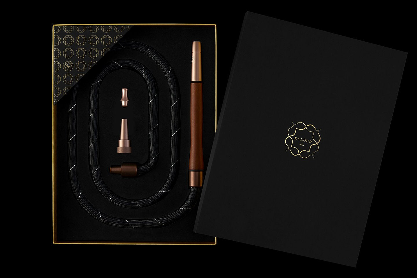 kaloud-aeolis-cyris-shisha-schlauch-ahorn-schwarz-silber image 1