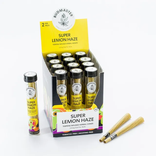 budmaster-super-lemon-haze-blunt-cones-nikotinfrei-12-tubes image 1